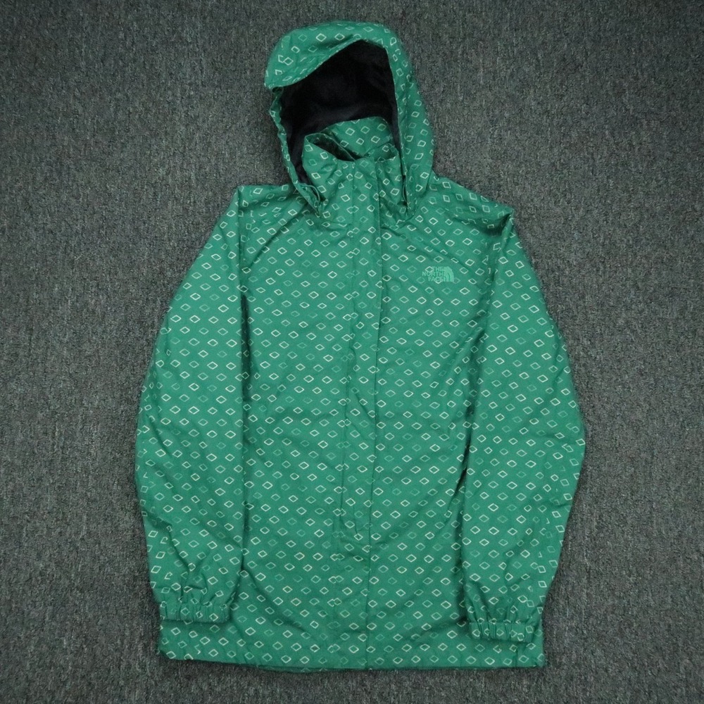 The North Face Jacket Womens Medium Green Print Hooded DryVent Rain